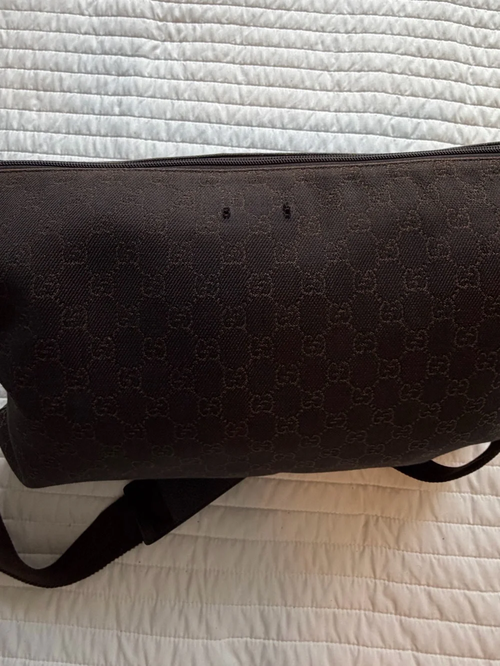 Gucci Black Signature Monogram Large Messenger Bag